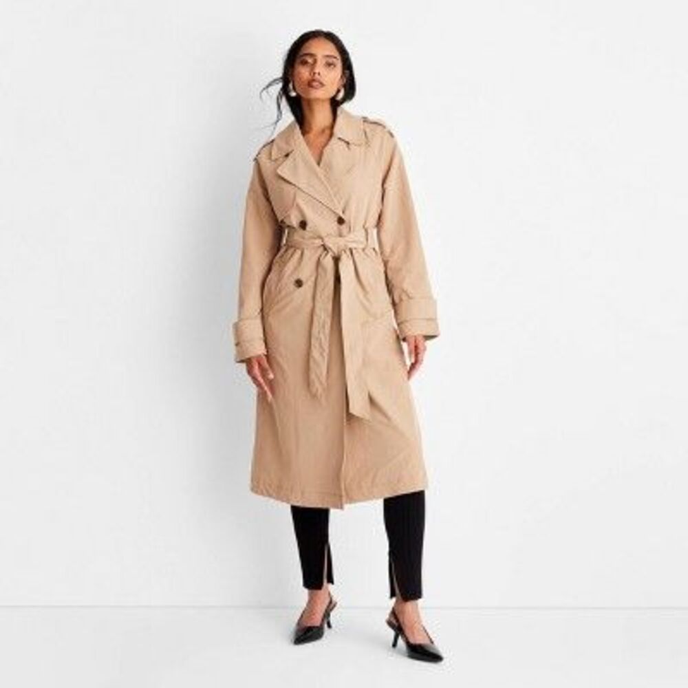 A New Day - Women's Classic Trench Coat - A New Day Tan L Tan